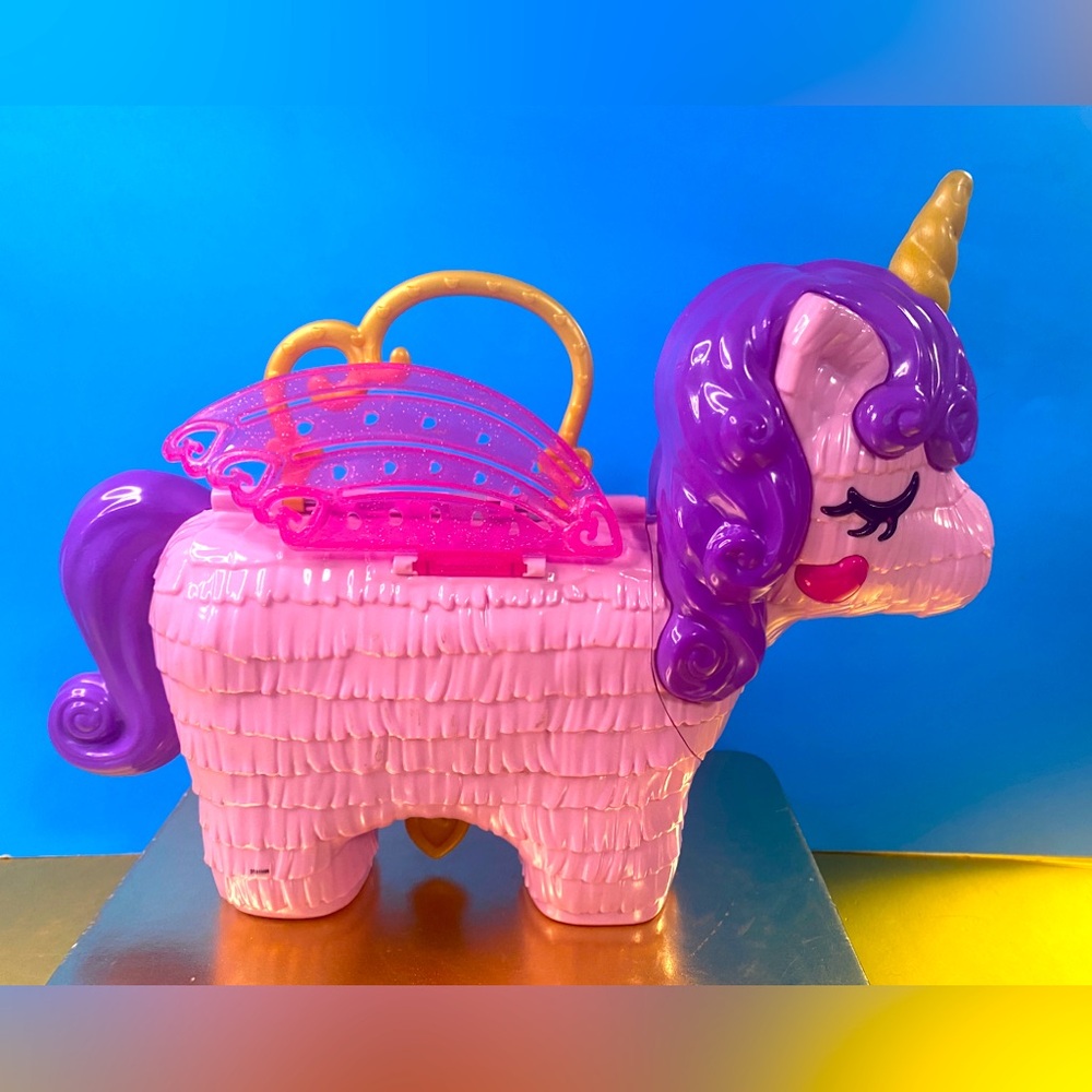 POLLY POCKET UNICORN PARTY PLAYSET PINK & PURLE COMPACT PURSE 12”